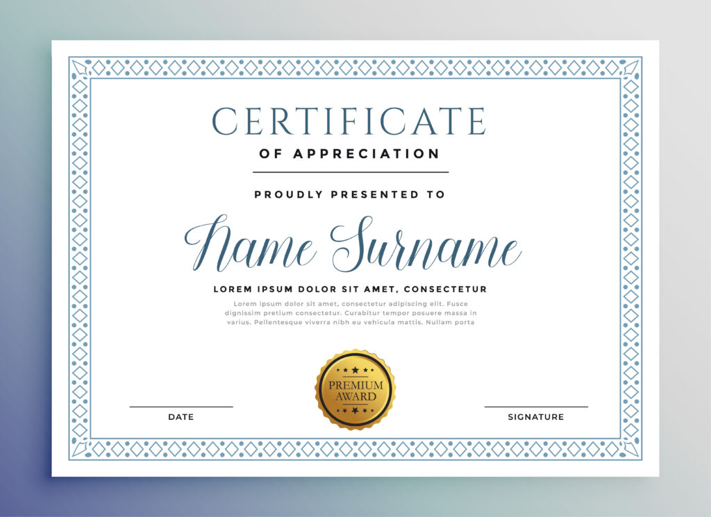classic certificate award template design
